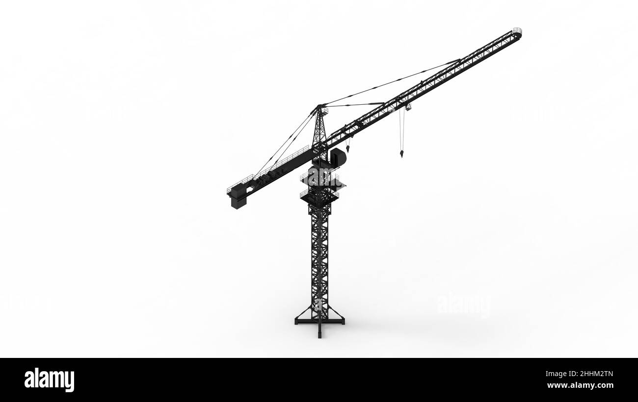 3D rendering of a tower crane construction engineering building lifting