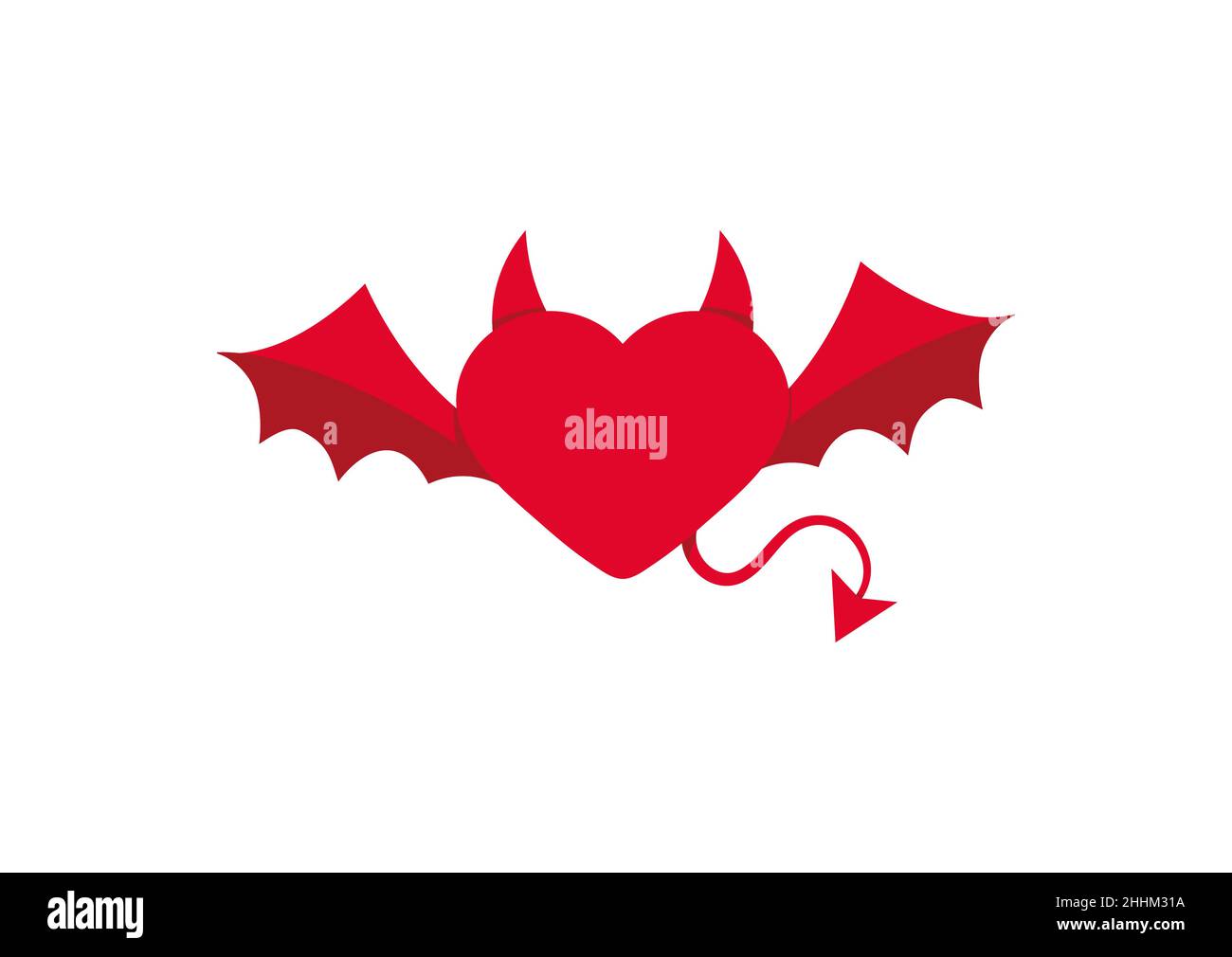 Devil red heart icon isolated on white background Stock Vector Image ...