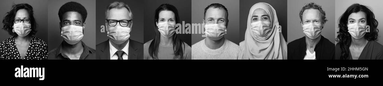 beautiful people wearing a mouth mask Stock Photo