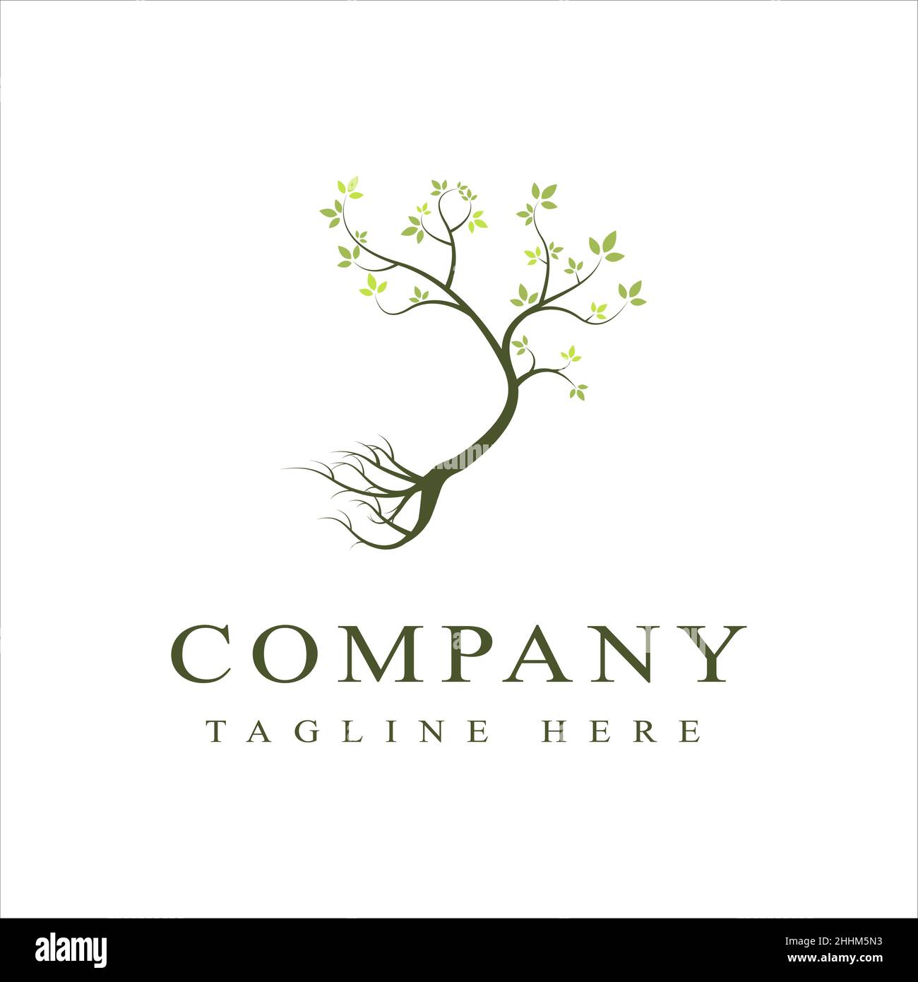 Tree and roots logo design vector, Mangrove tree logo inspiration Stock Vector