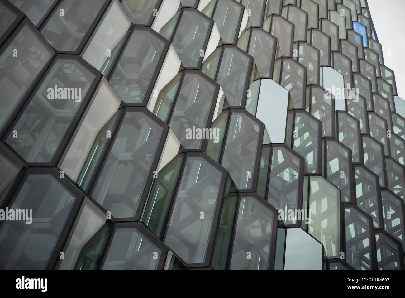 Glass wall of contemporary  building, modern architecture detail Stock Photo