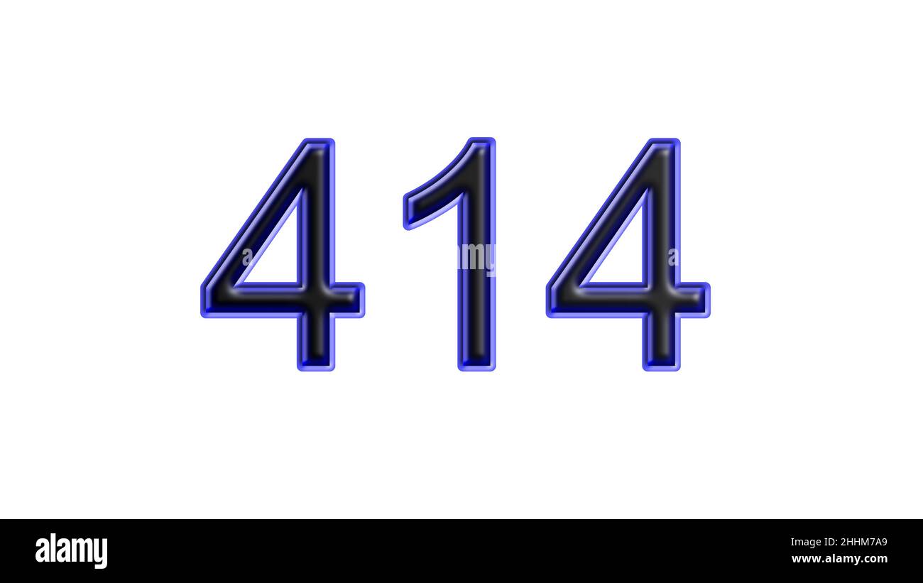 blue 414 number 3d effect white background Stock Photo - Alamy