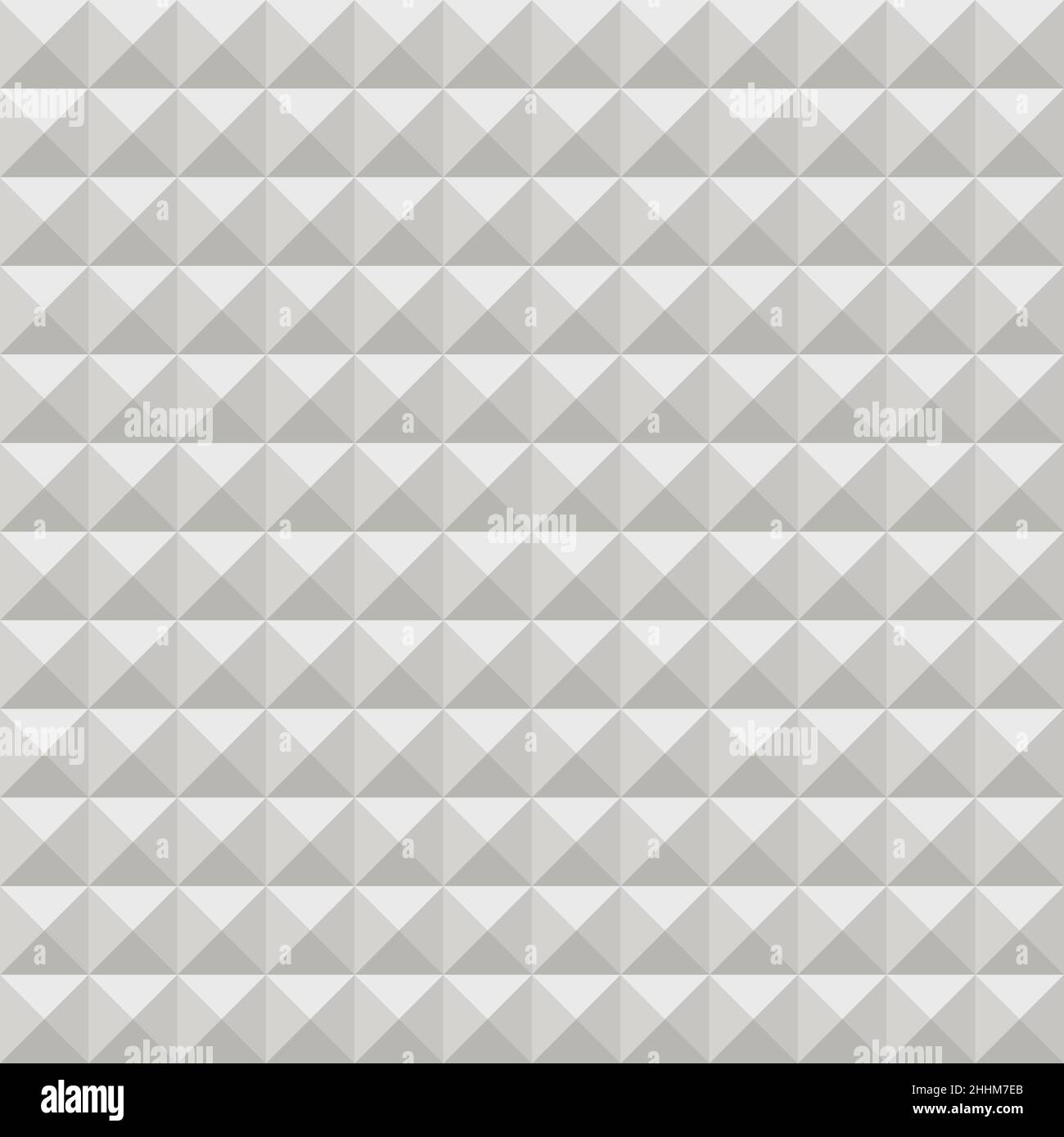 3d triangular pyramids, diamonds seamless pattern vector illustration. Abstract grey origami tiles in ornament, monochrome mosaic texture, creative su Stock Vector