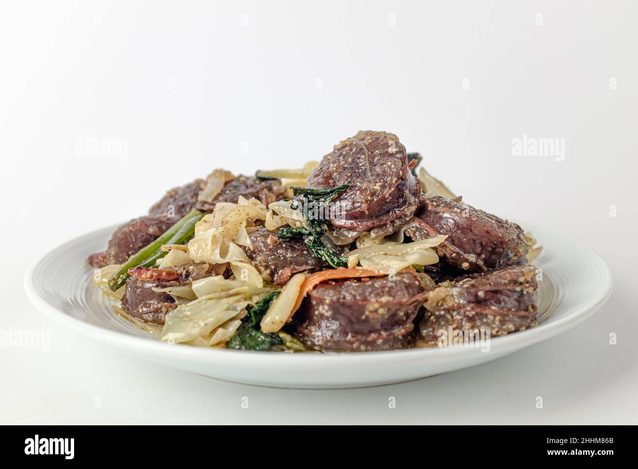 food made from pork intestines. soft and chewy food. Korean food