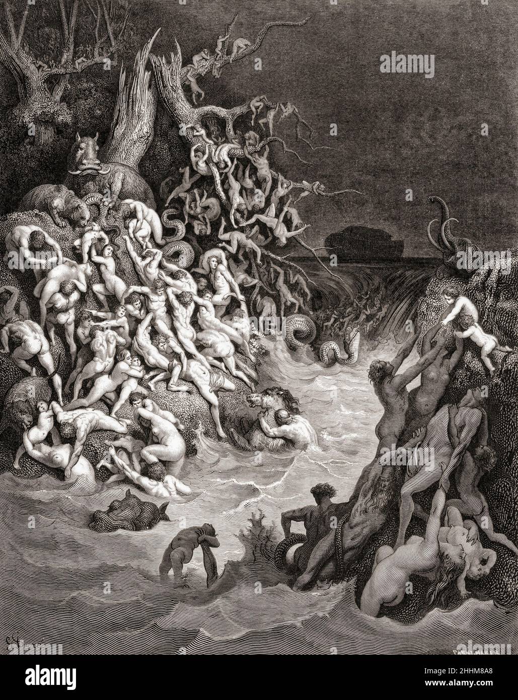 The Deluge.  (Old Testament: Genesis 7, 1 - 6).  After a work by French artist Gustave Dore. Stock Photo