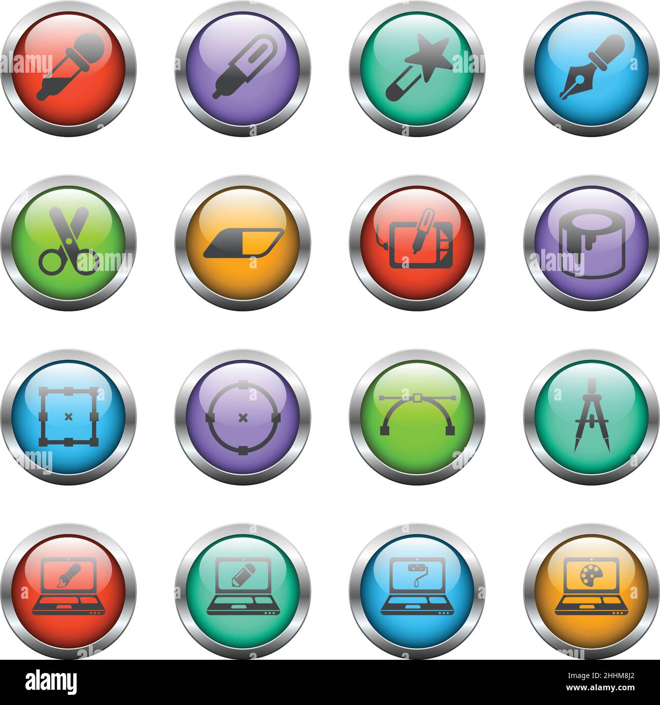 Circle buttons laptop vector Stock Vector Images - Alamy