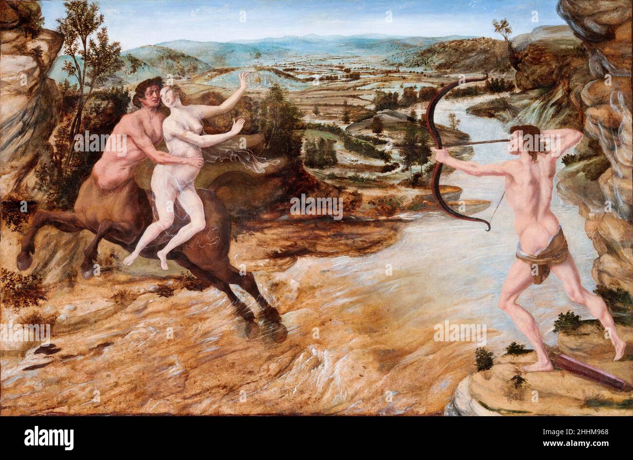Hercules and Deianira, painting by Antonio del Pollaiuolo, 1475-1480 Stock Photo