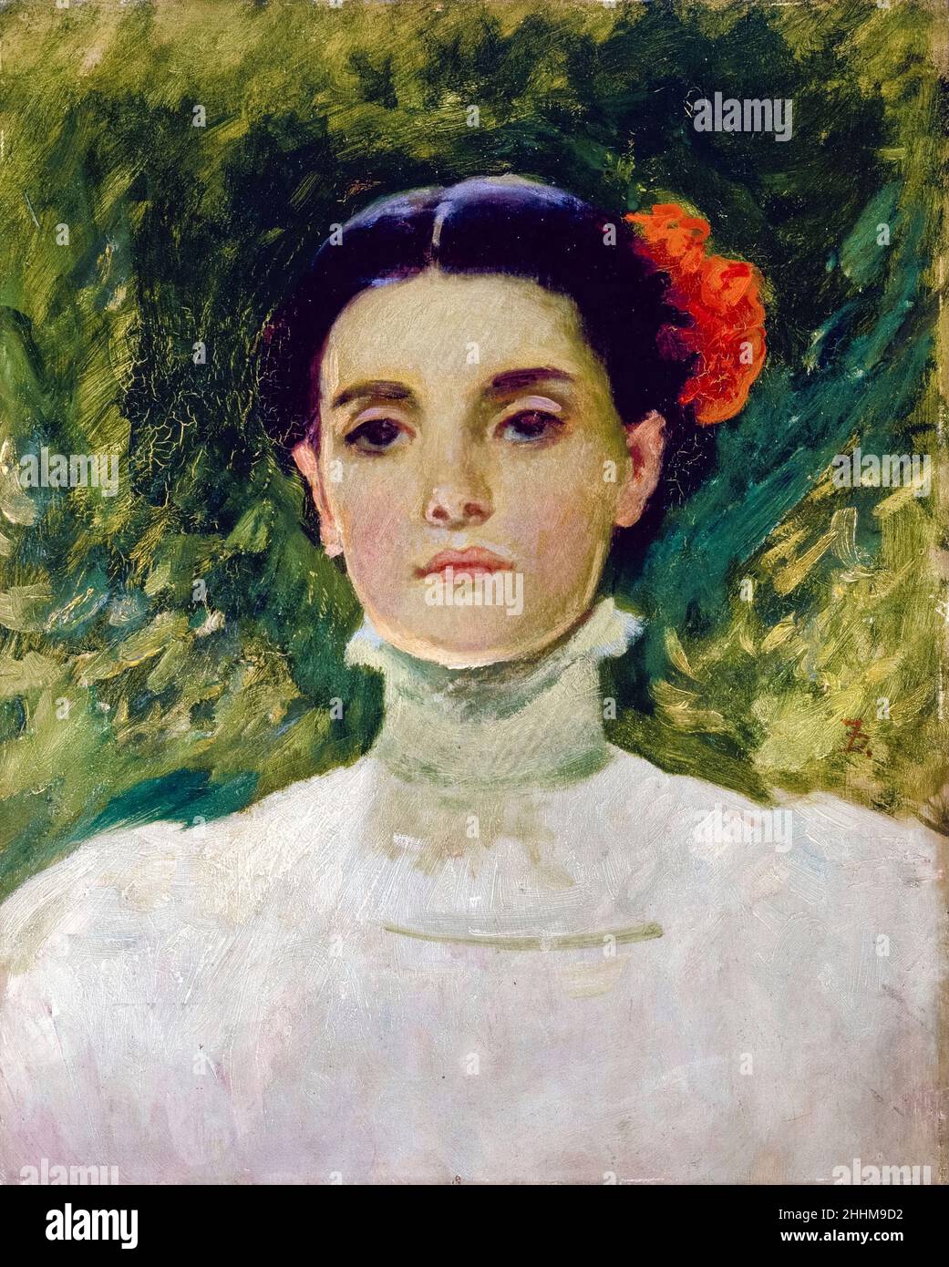 Maggie Wilson, portrait painting by Frank Duveneck, 1898 Stock Photo
