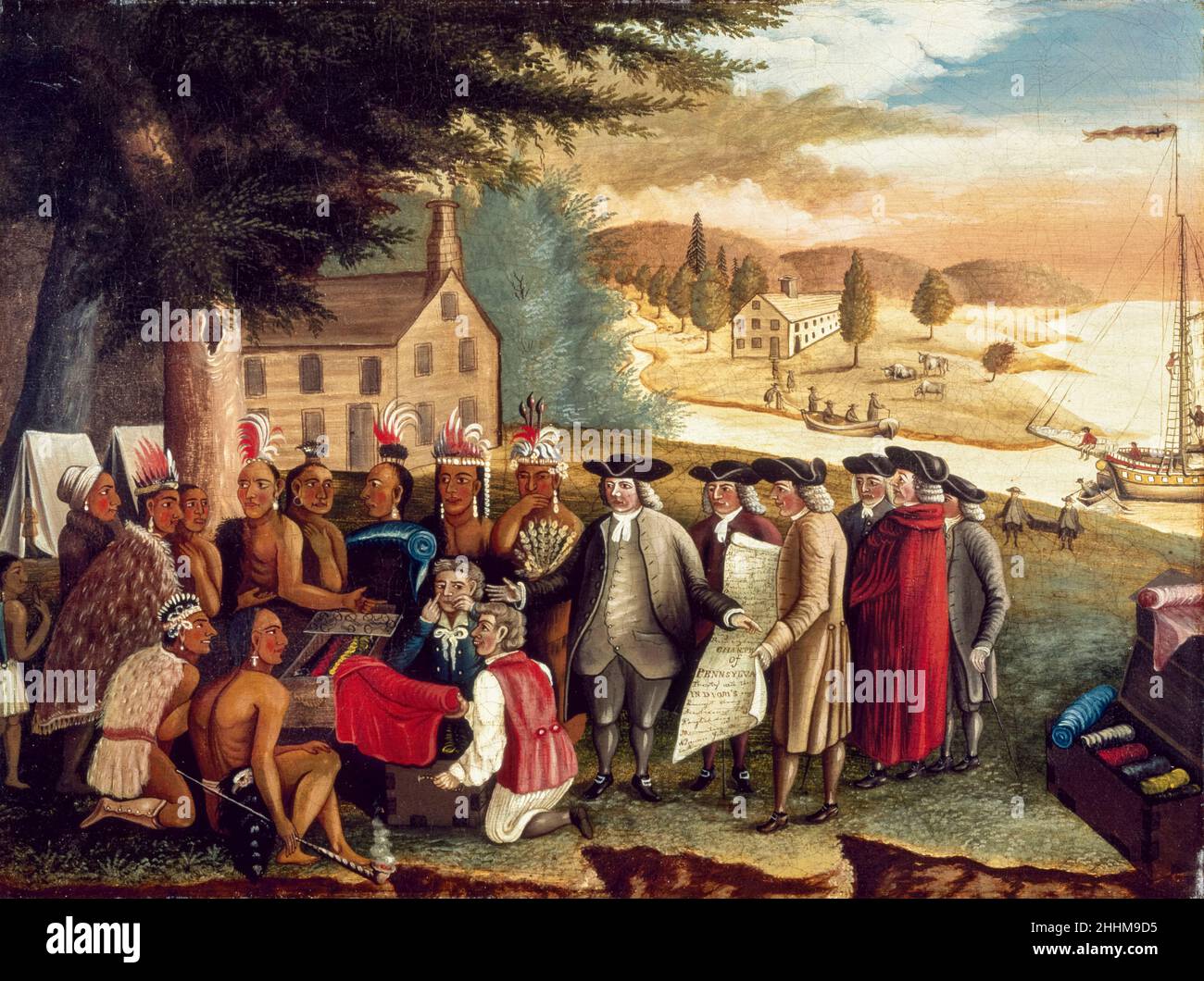 (William) Penn's Treaty with the Indians, painting by Edward Hicks, 1830-1840 Stock Photo