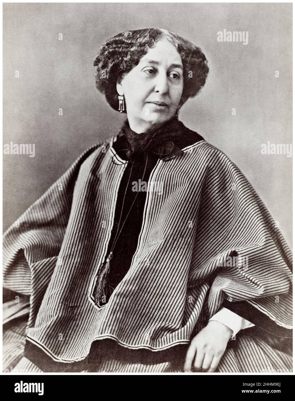 George Sand (Amantine Lucile Aurore Dupin), (1804-1876), French novelist, writer and journalist, portrait photograph by Felix Nadar, 1864 Stock Photo
