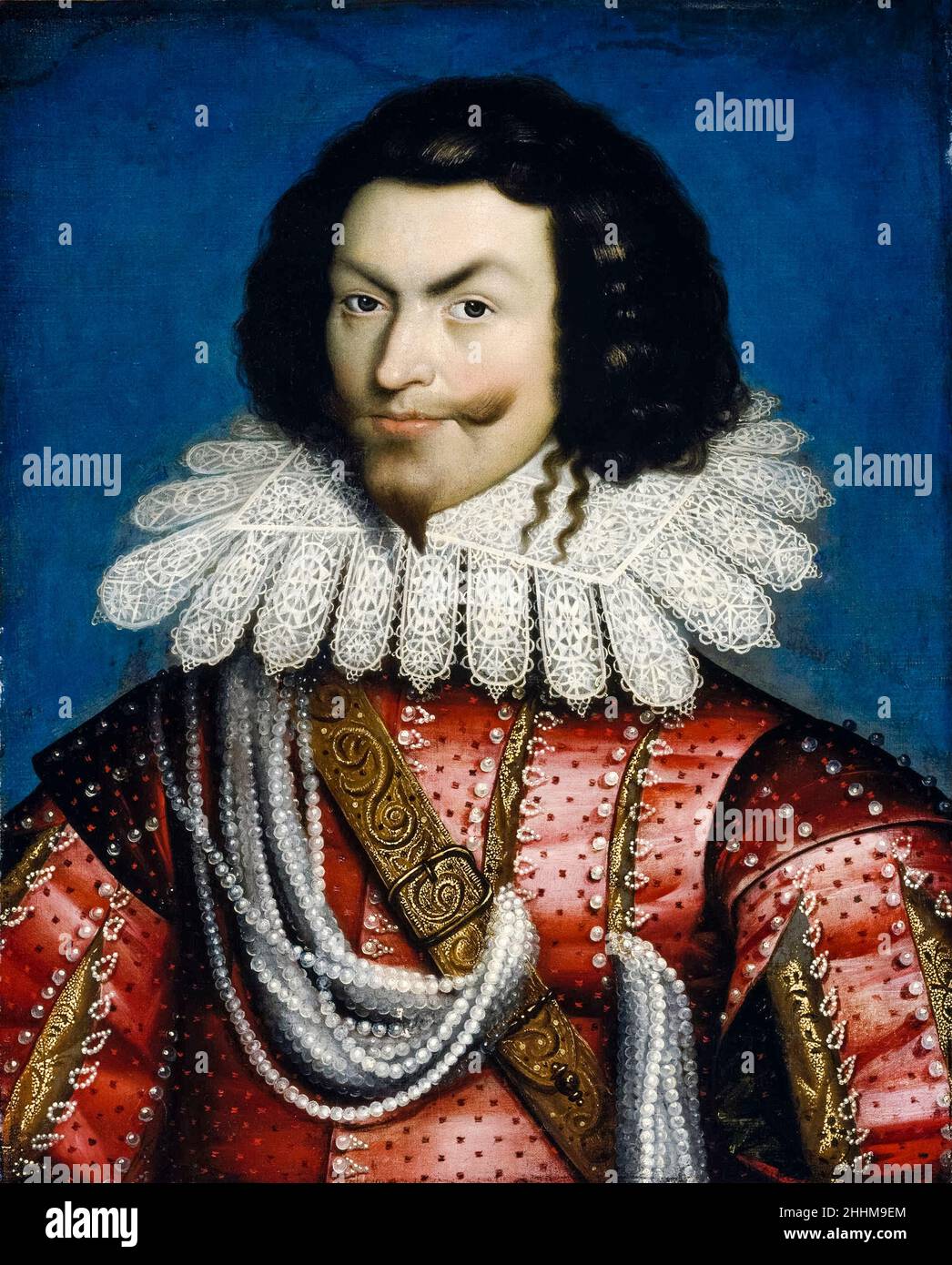 George Villiers (1592-1628), 1st Duke of Buckingham, English courtier, statesman and patron of the arts, portrait painting by Paul van Somer, 1576-1621 Stock Photo
