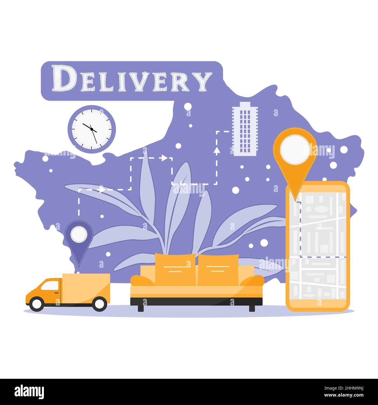 Vector illustration Delivery company service Furniture transportation Moving concept. Changing