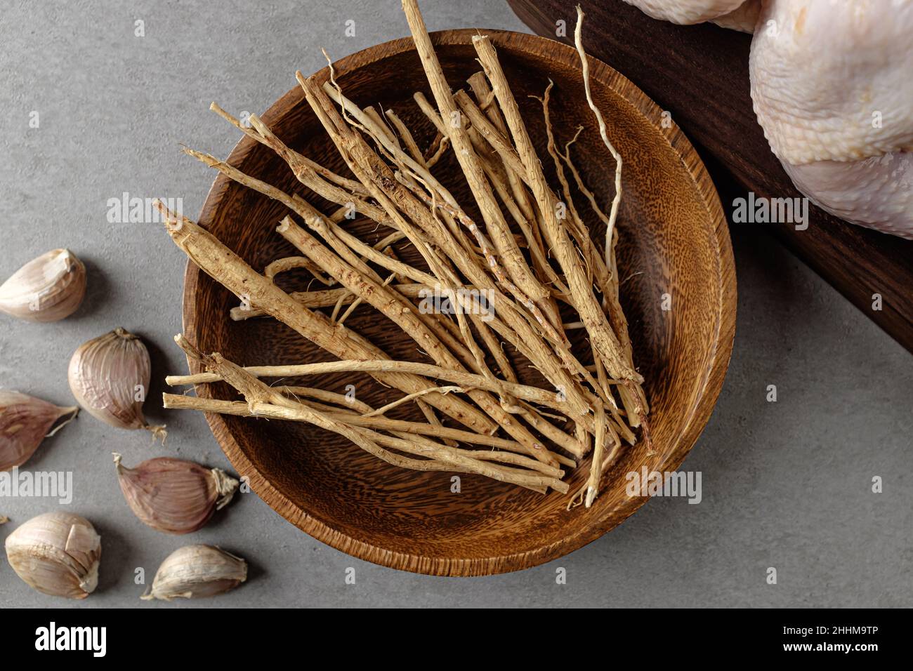 Astragalus root, dried and hardened Stock Photo