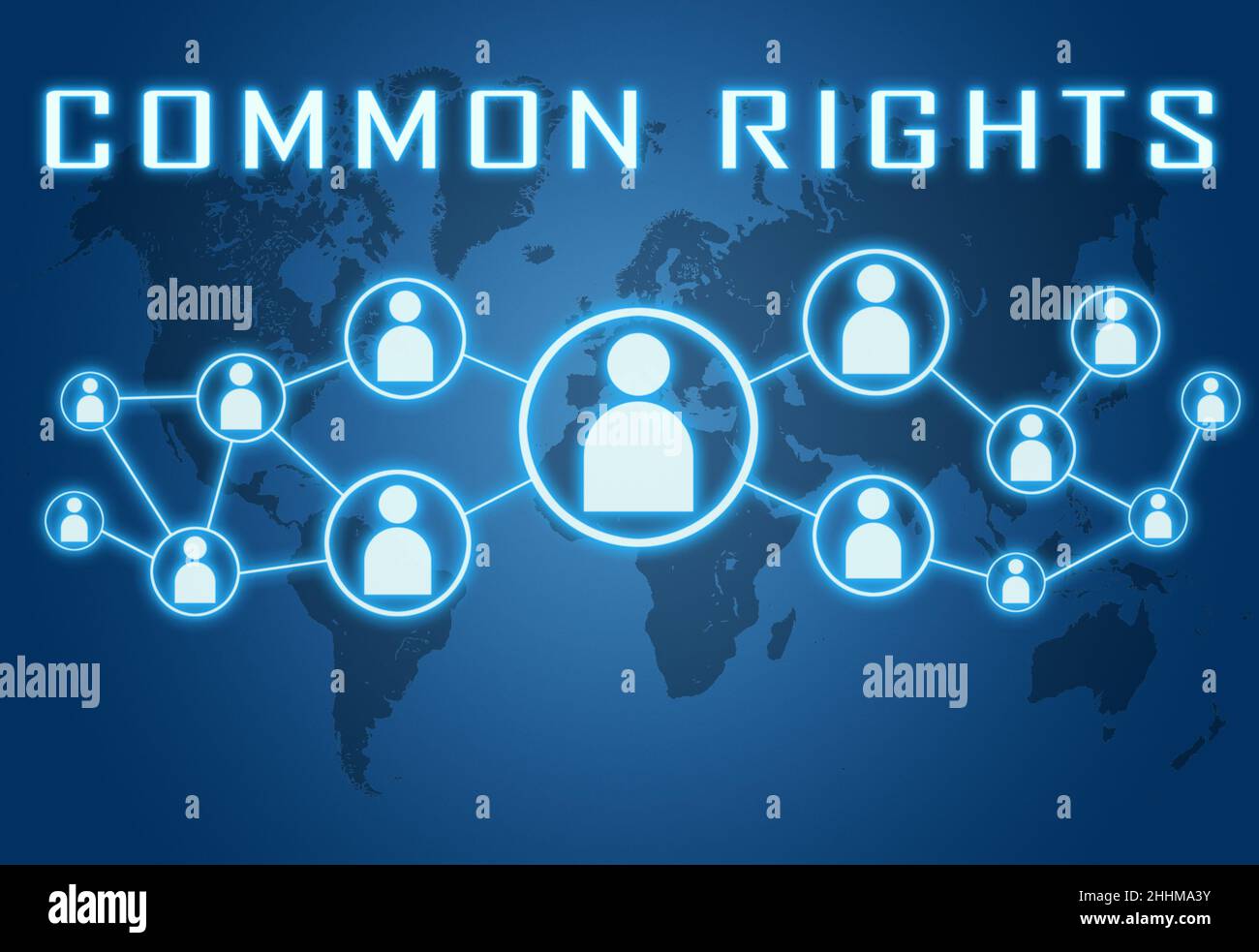 Common Rights - text concept on blue background with world map and ...