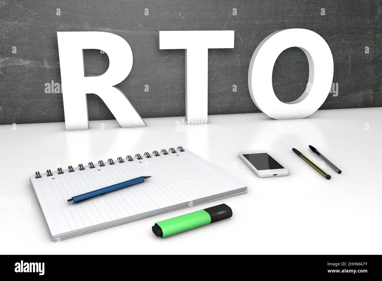 RTO - Recovery Time Objective - text concept with chalkboard, notebook ...