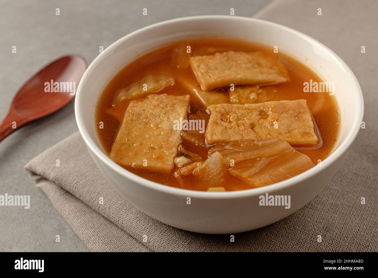 Soup dish with kimchi. Soup with Oden. Korean food culture Stock Photo
