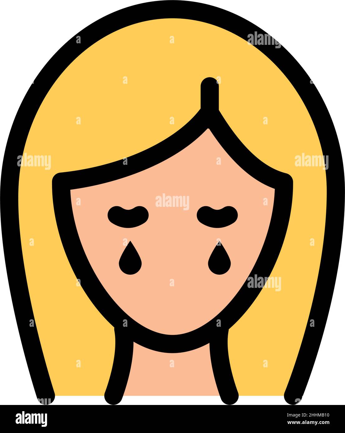 Woman crying, pms symptoms, emotions and mood. Flat icon in trendy ...