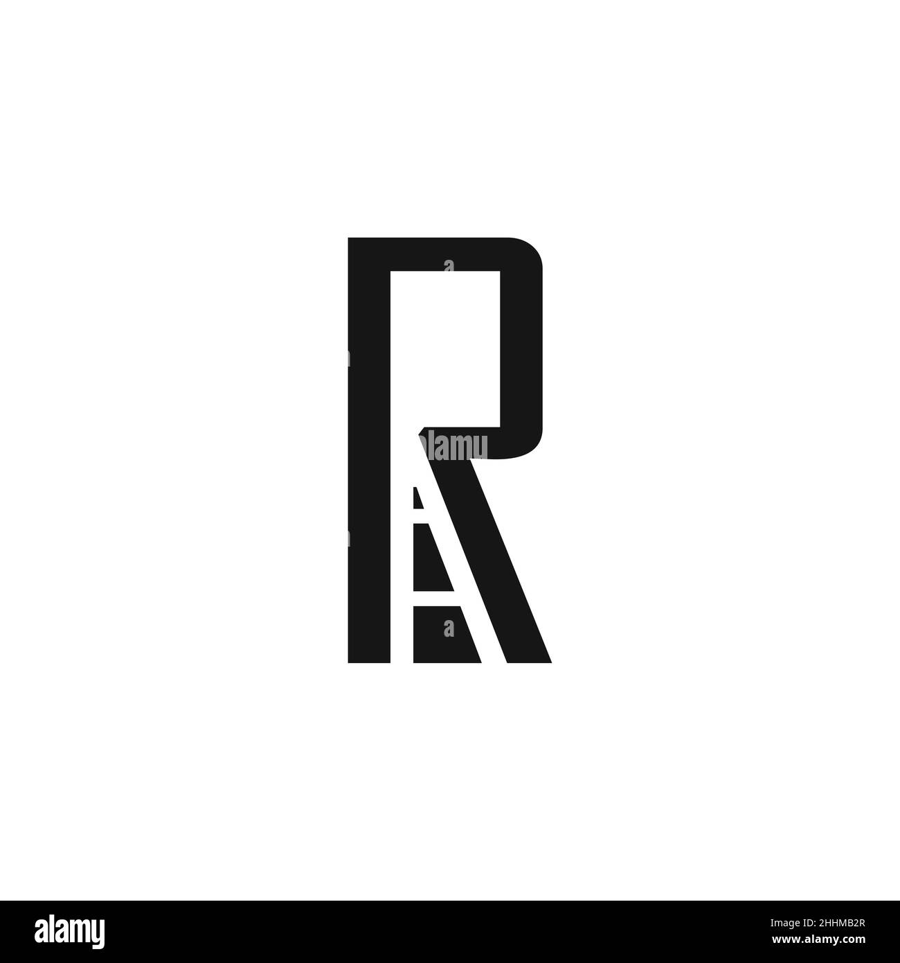 The design inspiration for the letter R logo as a toll road symbol, the R Logo is black with a combination of road illustrations Stock Vector