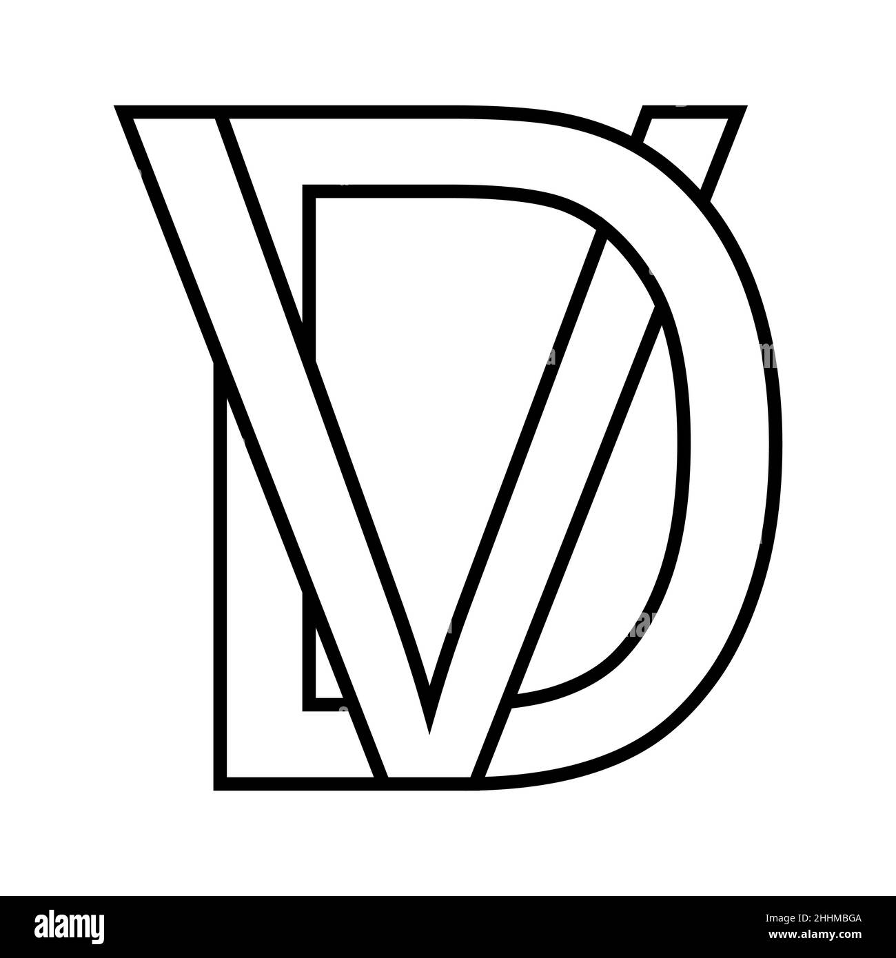 Logo sign dv vd, icon nft dv interlaced letters d v Stock Vector