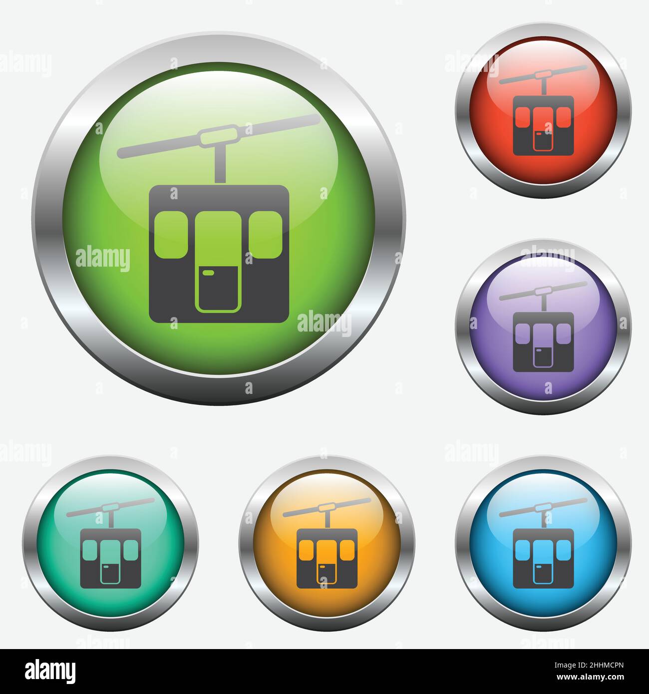 funicular vector icon on color glass buttons Stock Vector