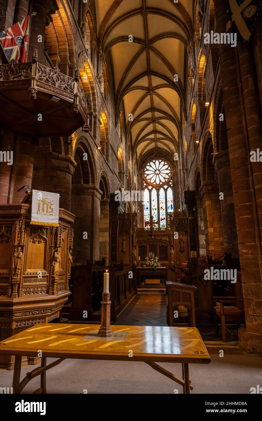 Interior of St Magnus Cathedral in Kirkwall on Mainland Orkney in Scotland Stock Photo