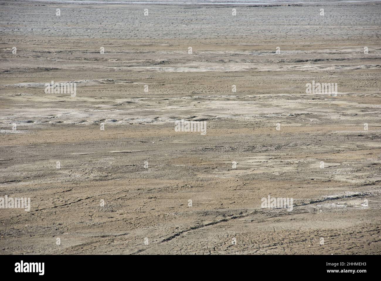 Muddy waters in a decantation pond. Toxic residuals from a copper mine