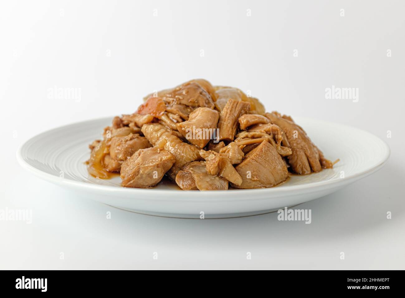 Stewed Chicken Soy Sauce on White Background Stock Photo Alamy