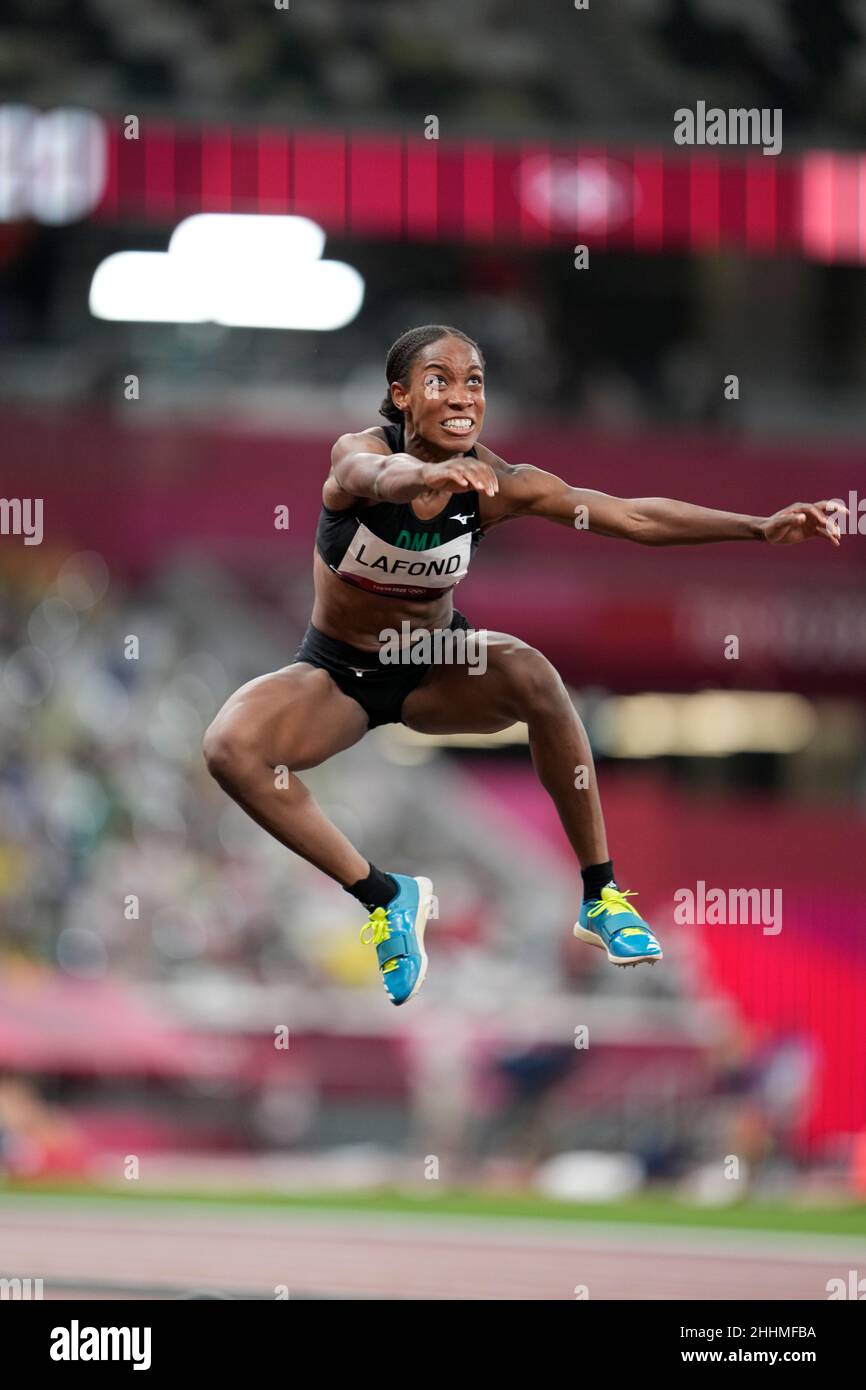 Thea Lafond competing in the Triple Jump at the 2020 Tokyo Olympics