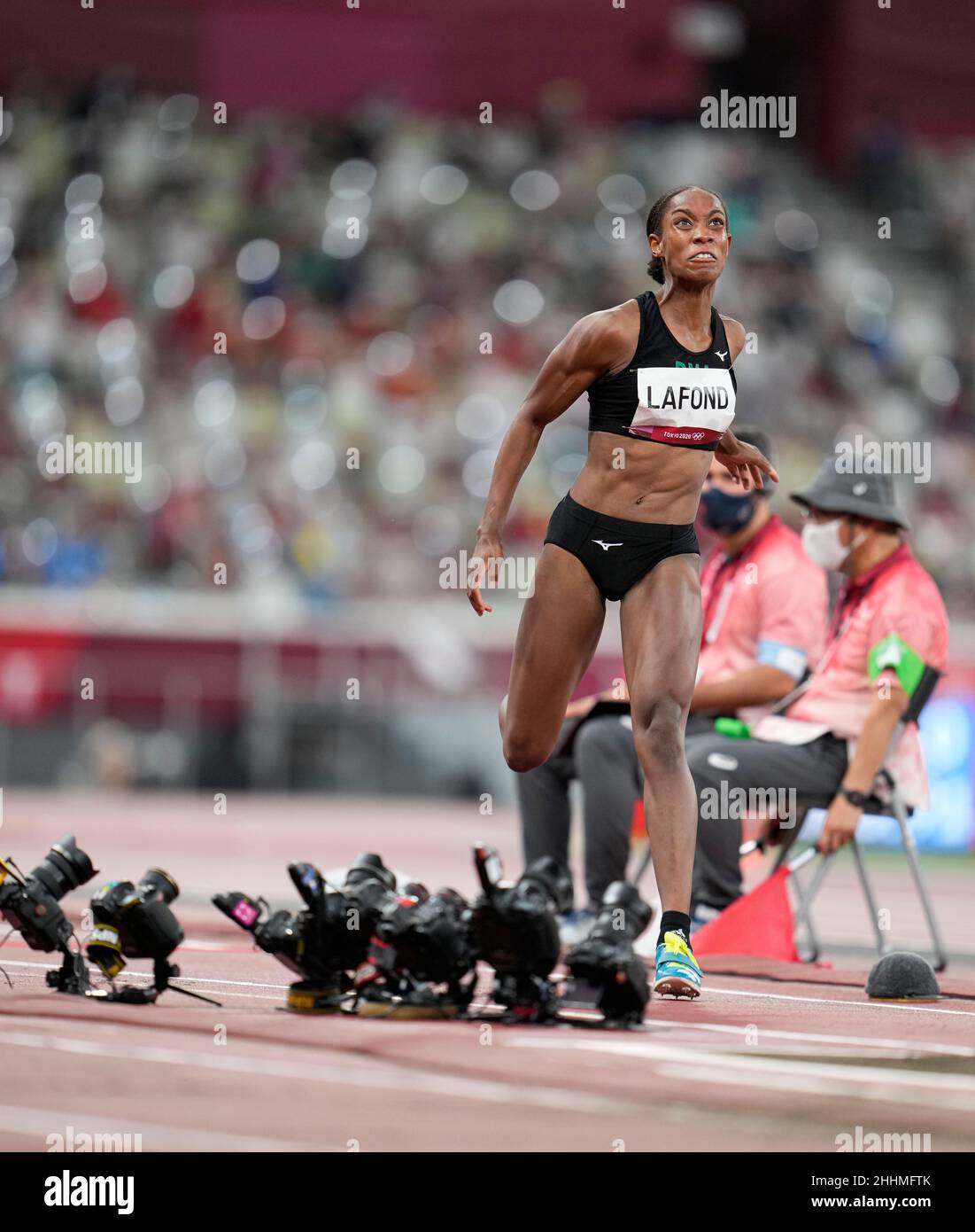 Thea Lafond competing in the Triple Jump at the 2020 Tokyo Olympics