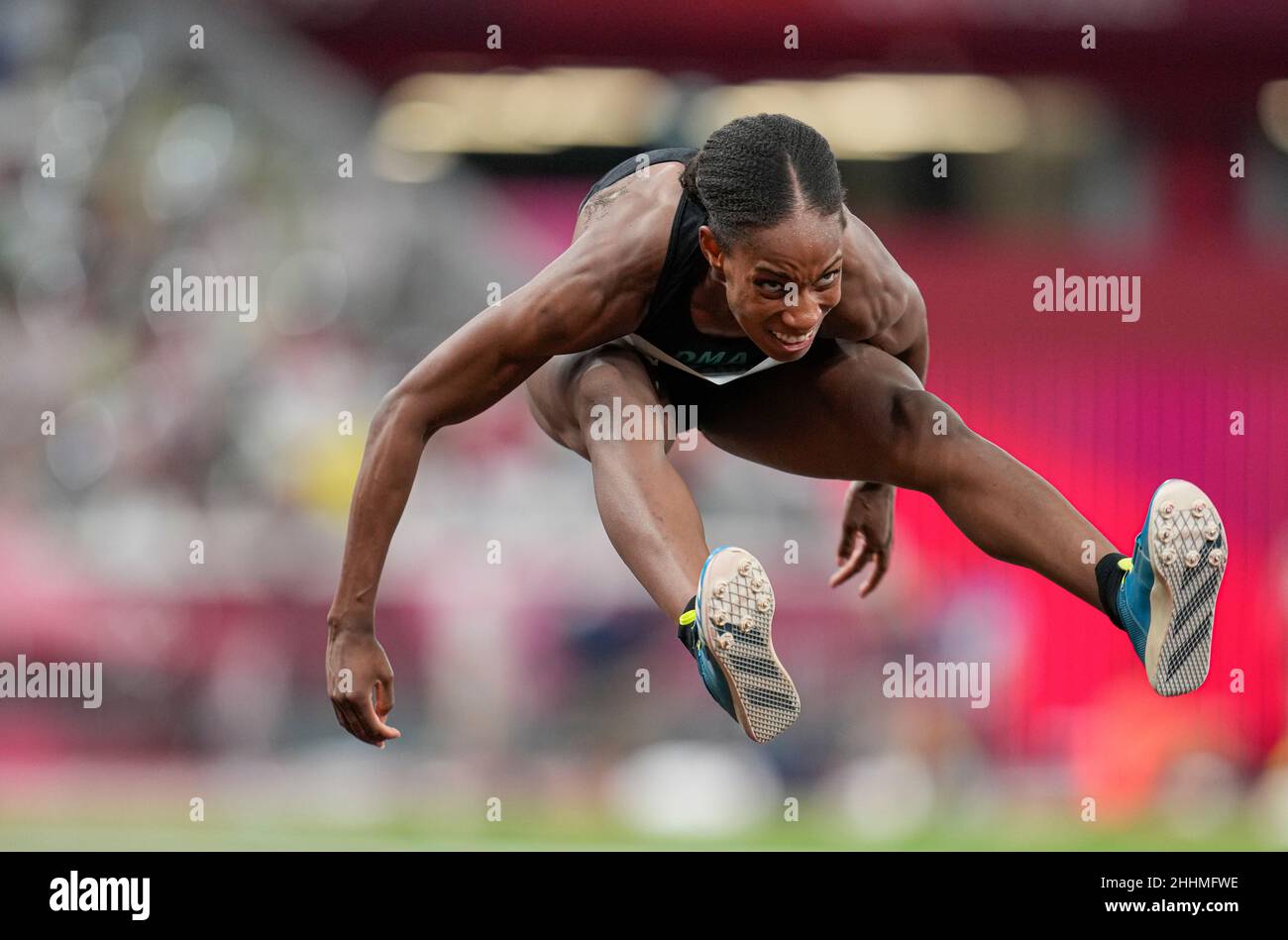 Thea Lafond competing in the Triple Jump at the 2020 Tokyo Olympics