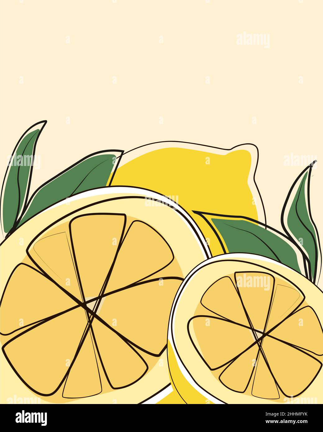 Fresh lemons isolated on yellow background. Vegetarian concept. Vector ...