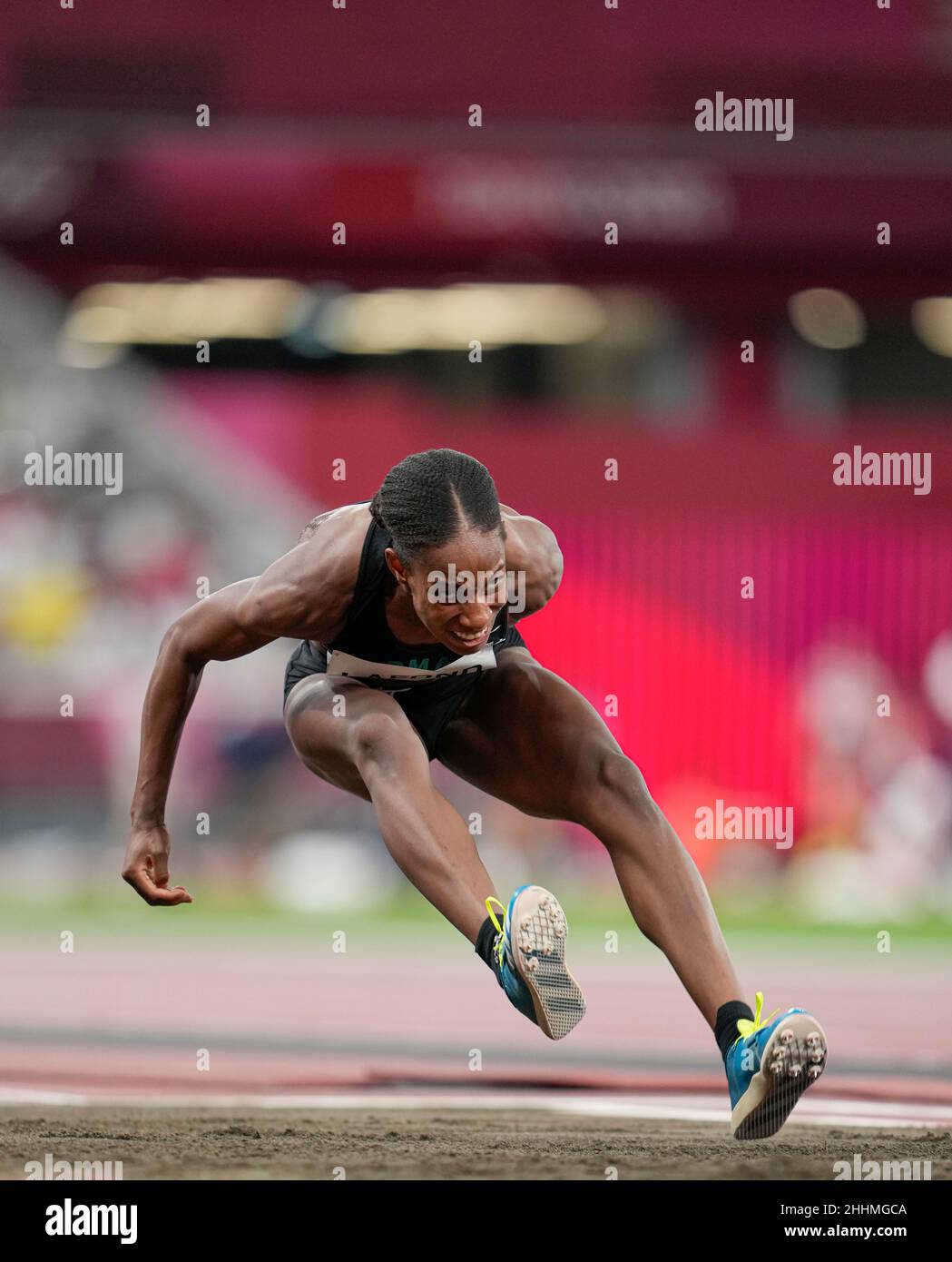 Thea Lafond competing in the Triple Jump at the 2020 Tokyo Olympics