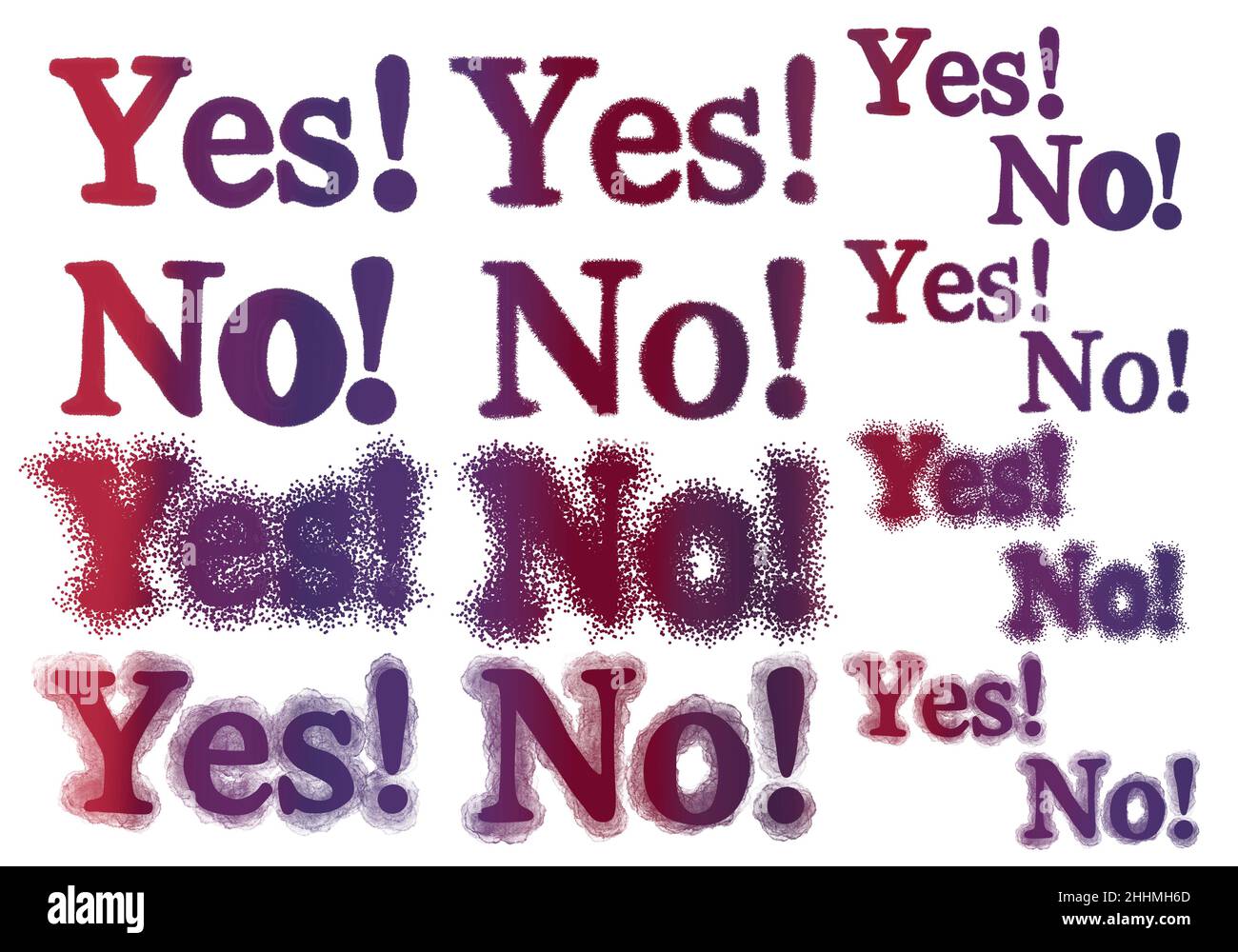 Set with yes and no words for gifts and cards and kids and posters and