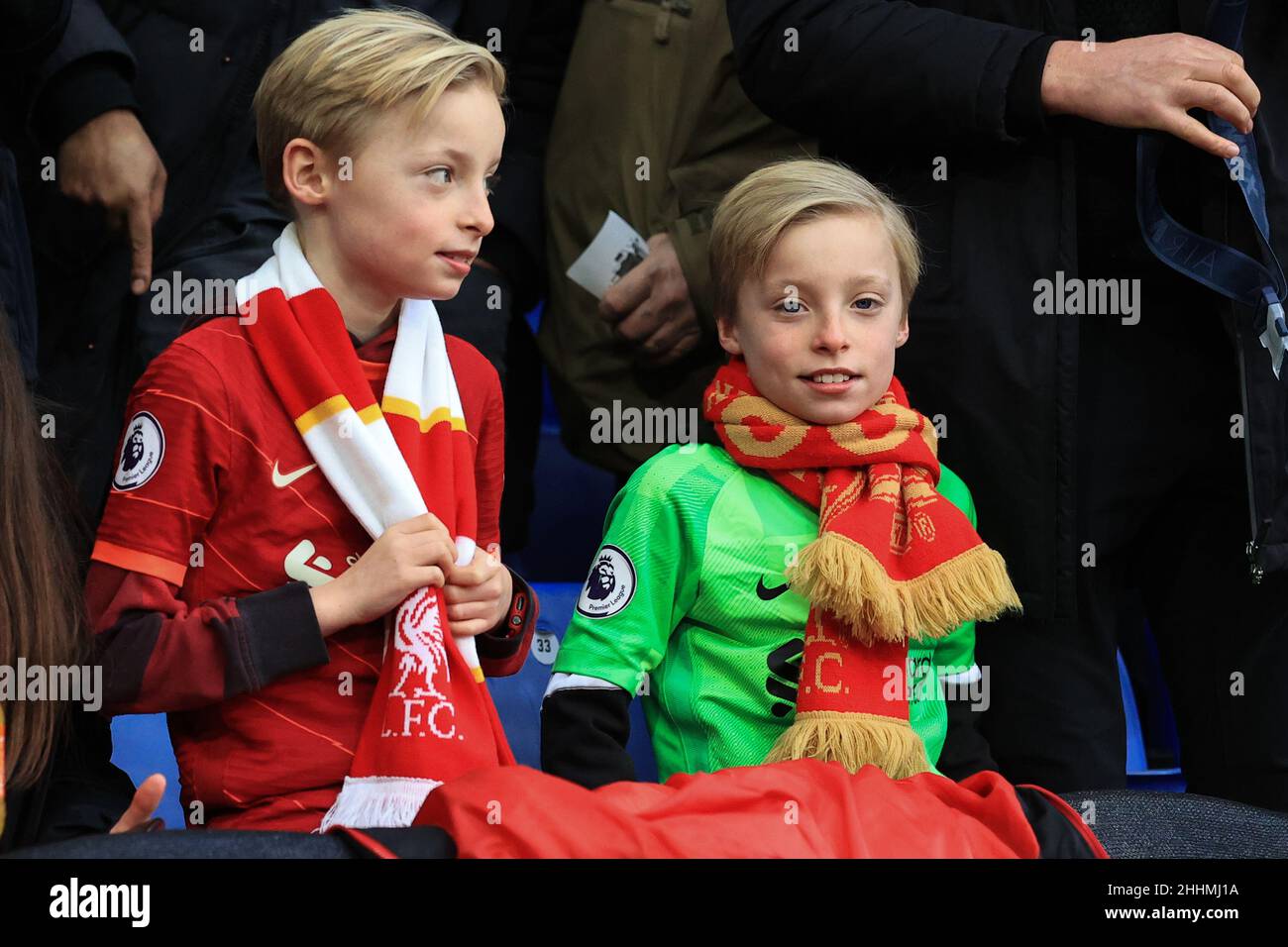 Liverpool fans during the pre-game warmup Stock Photo