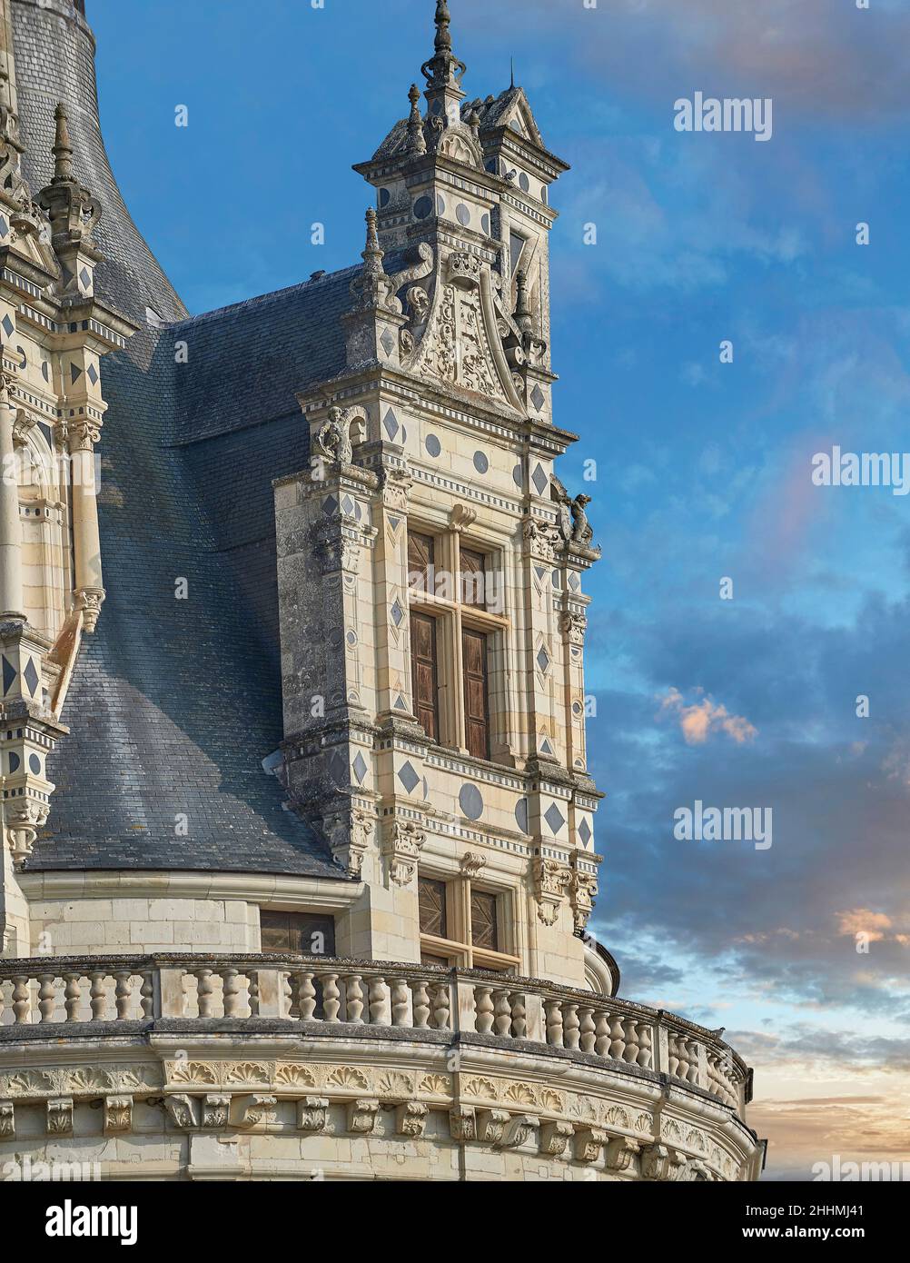 The Château de Chambord,  Centre-Val de Loire.  a French Renaissance chateau (1519–1547). Chambord is the largest château in the Loire Valley; it was Stock Photo