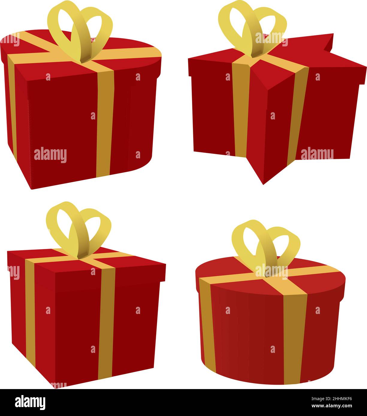 Heart, Star, square and round shaped vector gift boxes. Stock Vector