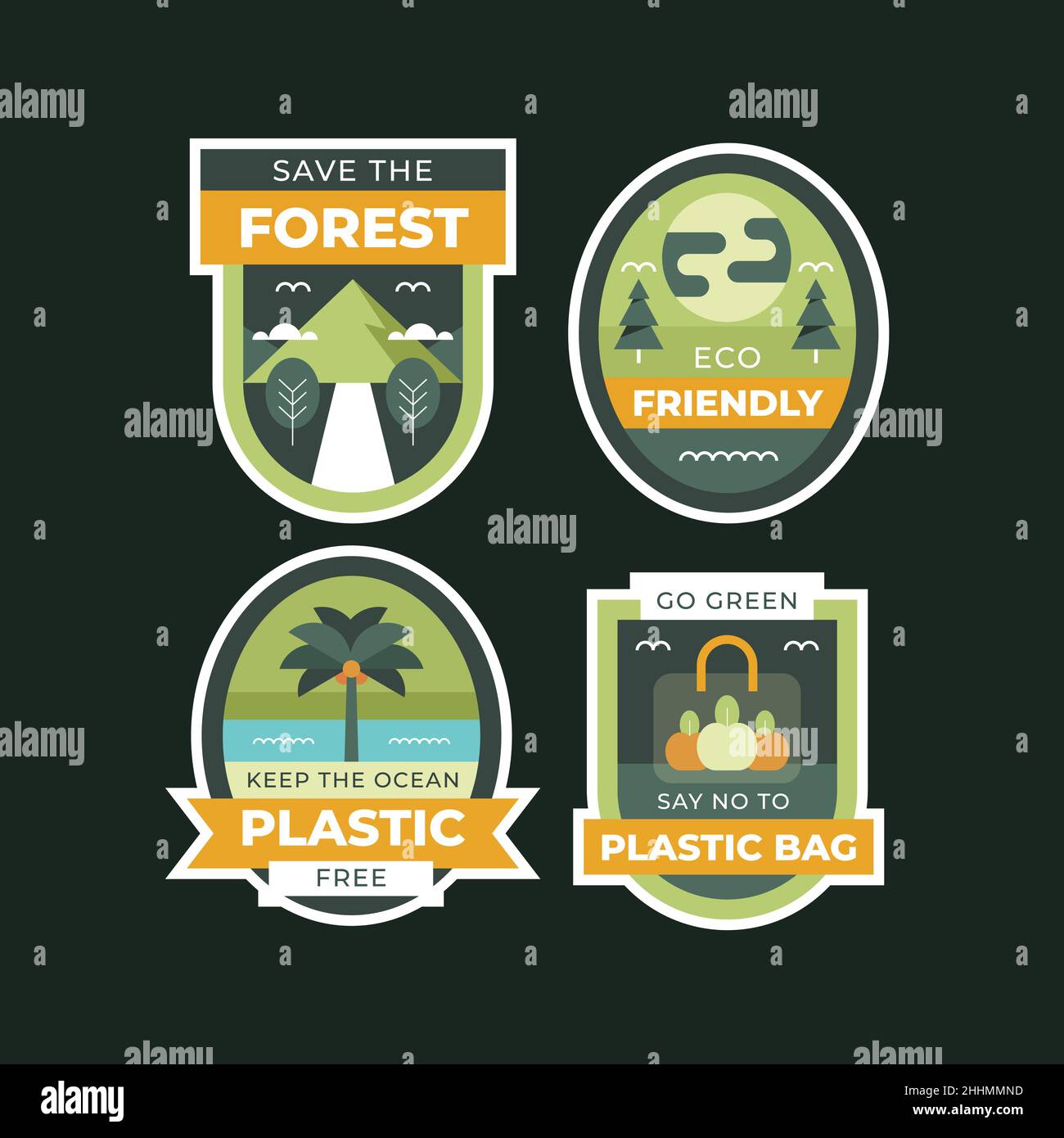 Flat design ecology badges Vector illustration Stock Vector Image & Art ...