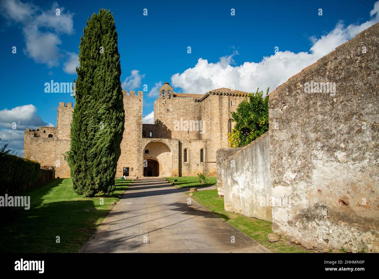 the Castelo and Monastery Santa Maria de Flor da Rosa in the old Town of Flor da Rosa in Alentejo in  Portugal.  Portugal, Estremoz, October, 2021 Stock Photo