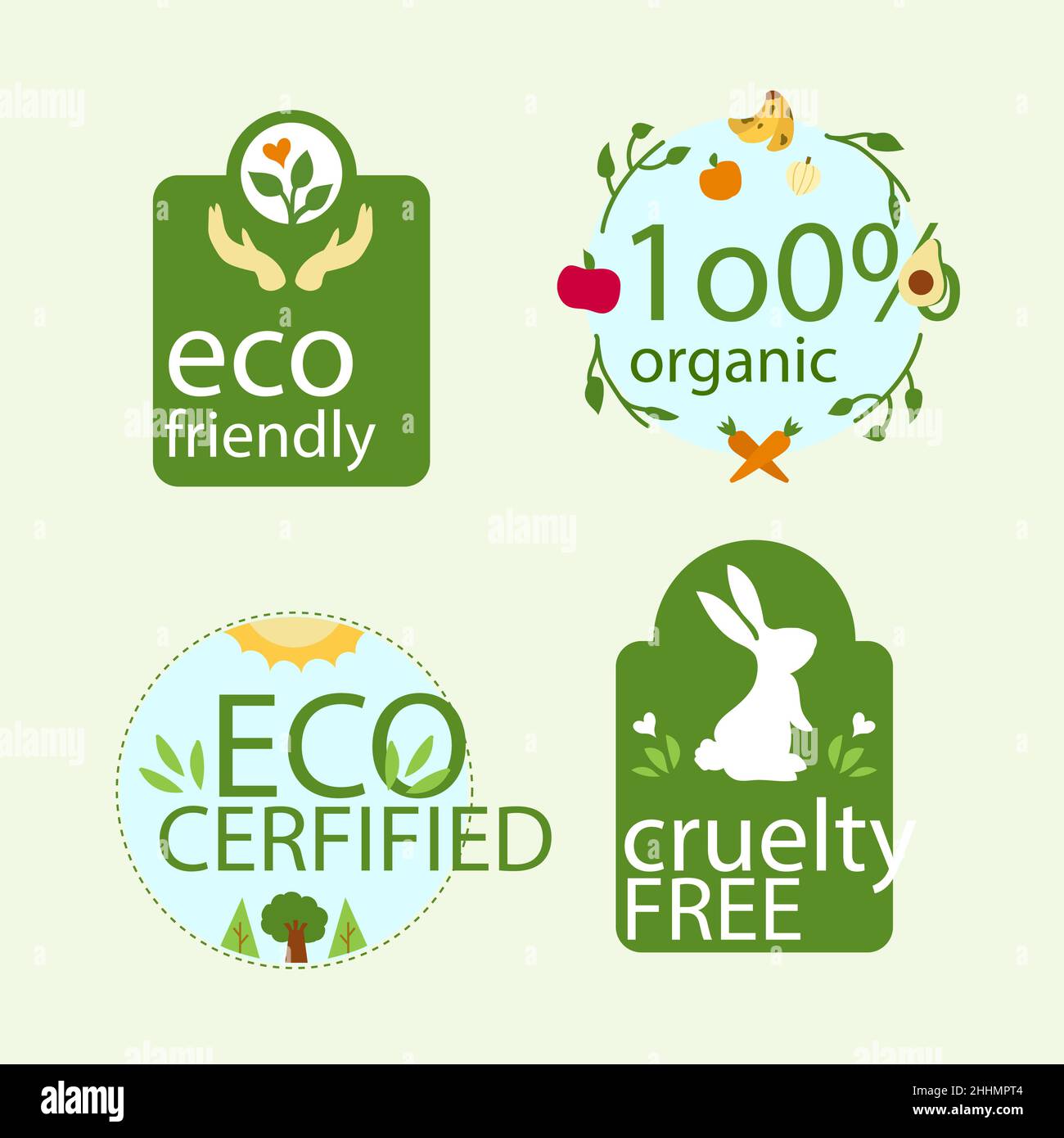 Hand drawn flat design ecology badges Vector illustration Stock Vector ...