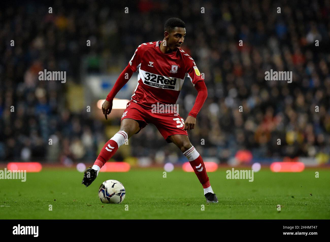 BLACKBURN, UK. JAN 24TH Stock action picture of Isaiah Jones of Middlesbrough Football Club during the Sky Bet Championship match between Blackburn Rovers and Middlesbrough at Ewood Park, Blackburn on Monday 24th January 2022. (Credit: Eddie Garvey | MI News) Credit: MI News & Sport /Alamy Live News Stock Photo