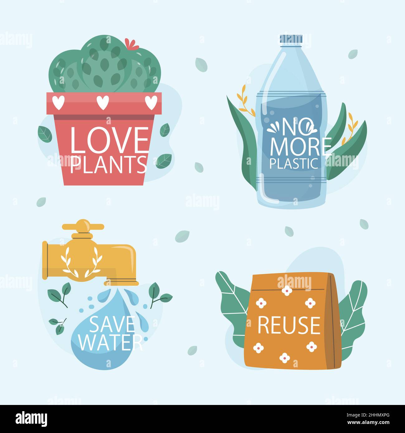 Hand drawn flat design ecology badges Vector illustration Stock Vector ...