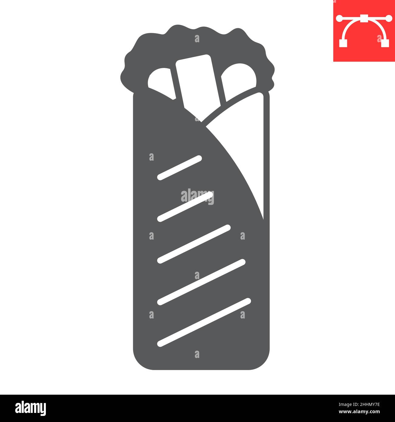 Shawarma glyph icon, junk food and fast food, shawarma vector icon ...