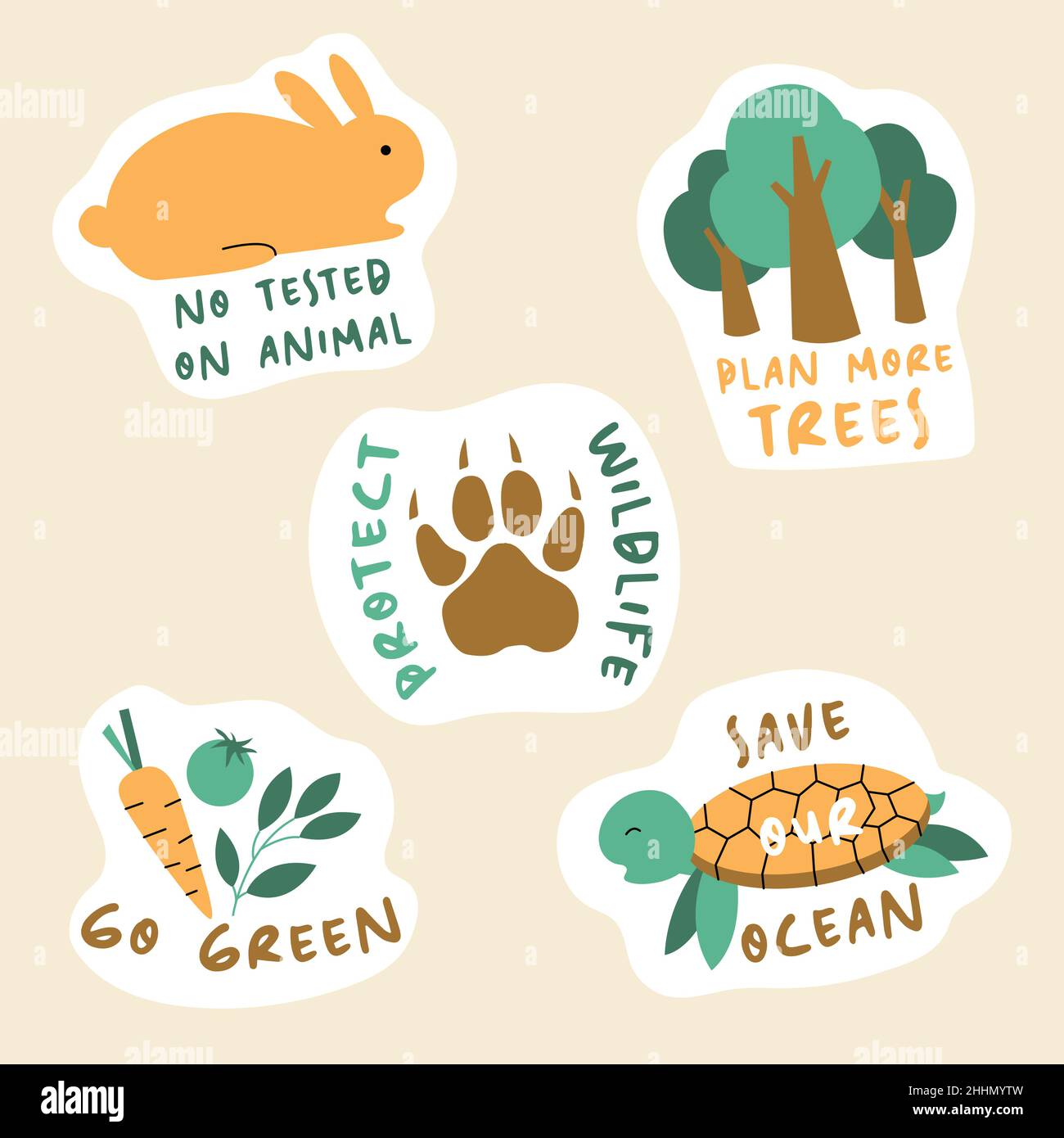Hand drawn flat design ecology badges Vector illustration Stock Vector ...