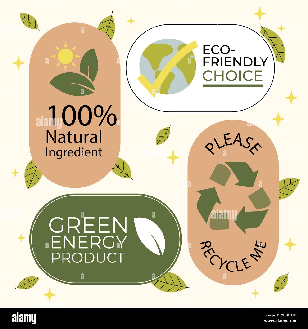 Hand drawn flat design ecology badges Vector illustration Stock Vector ...