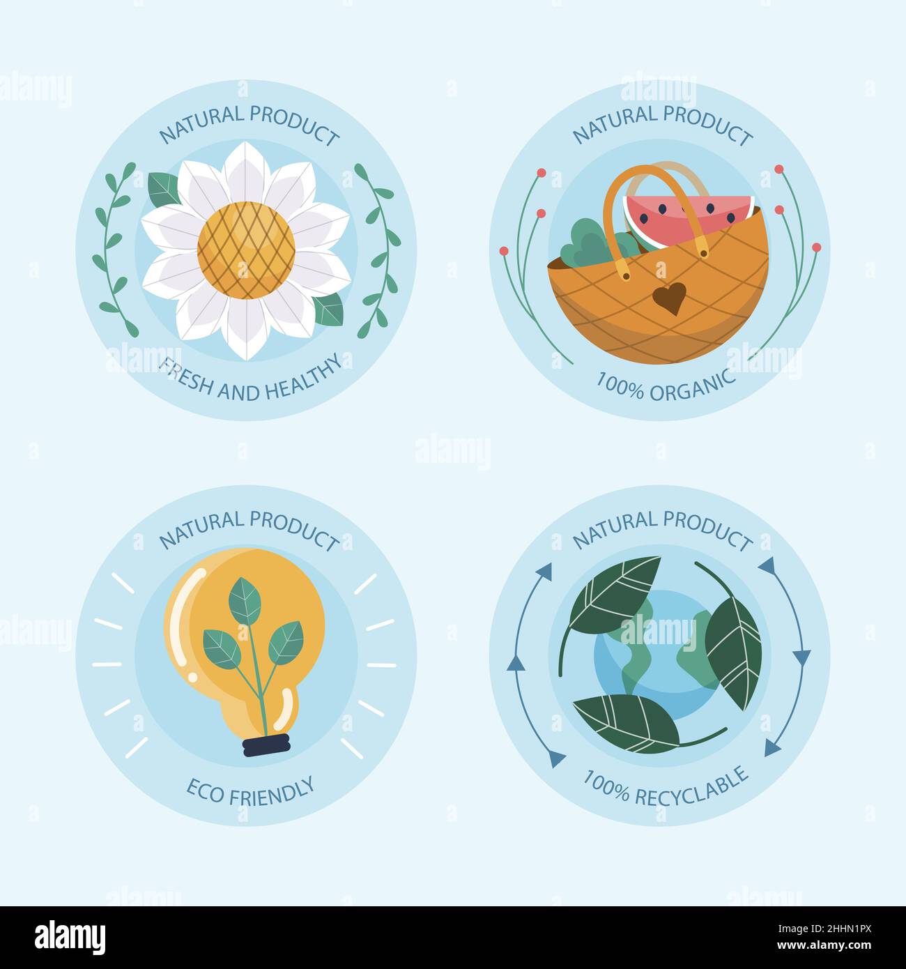 Hand drawn flat design ecology badges Vector illustration Stock Vector ...
