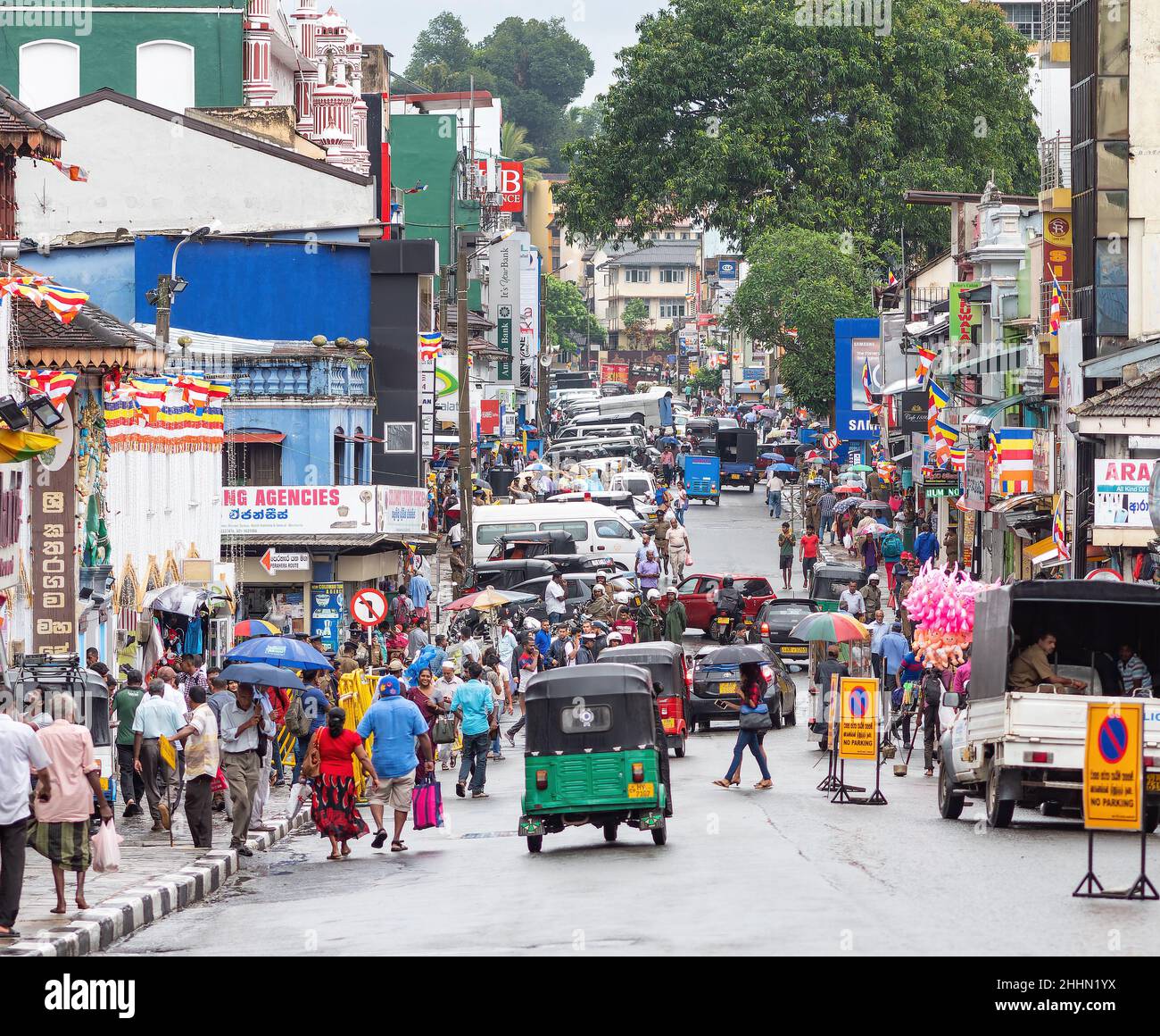 E L Senanayake Veediya, a busy street in Kandy, Sri Lanka. Stock Photo