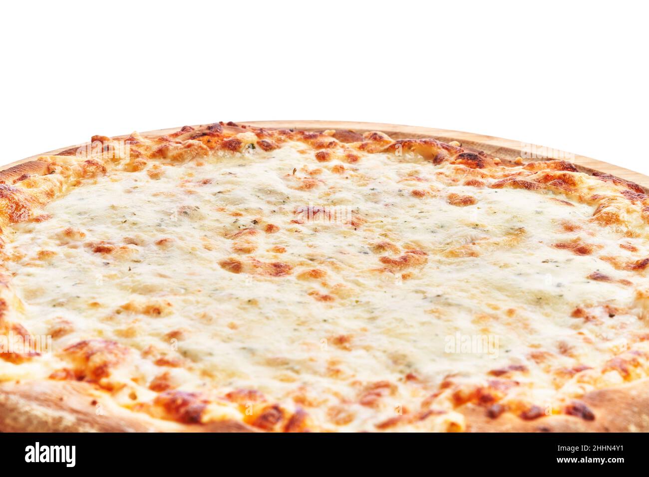 Single italian 4 cheese pizza over white isolated background Stock ...
