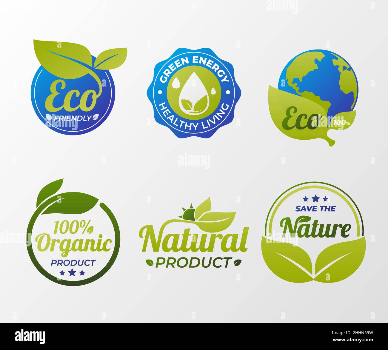 Gradient eco friendly labels Vector illustration Stock Vector Image ...