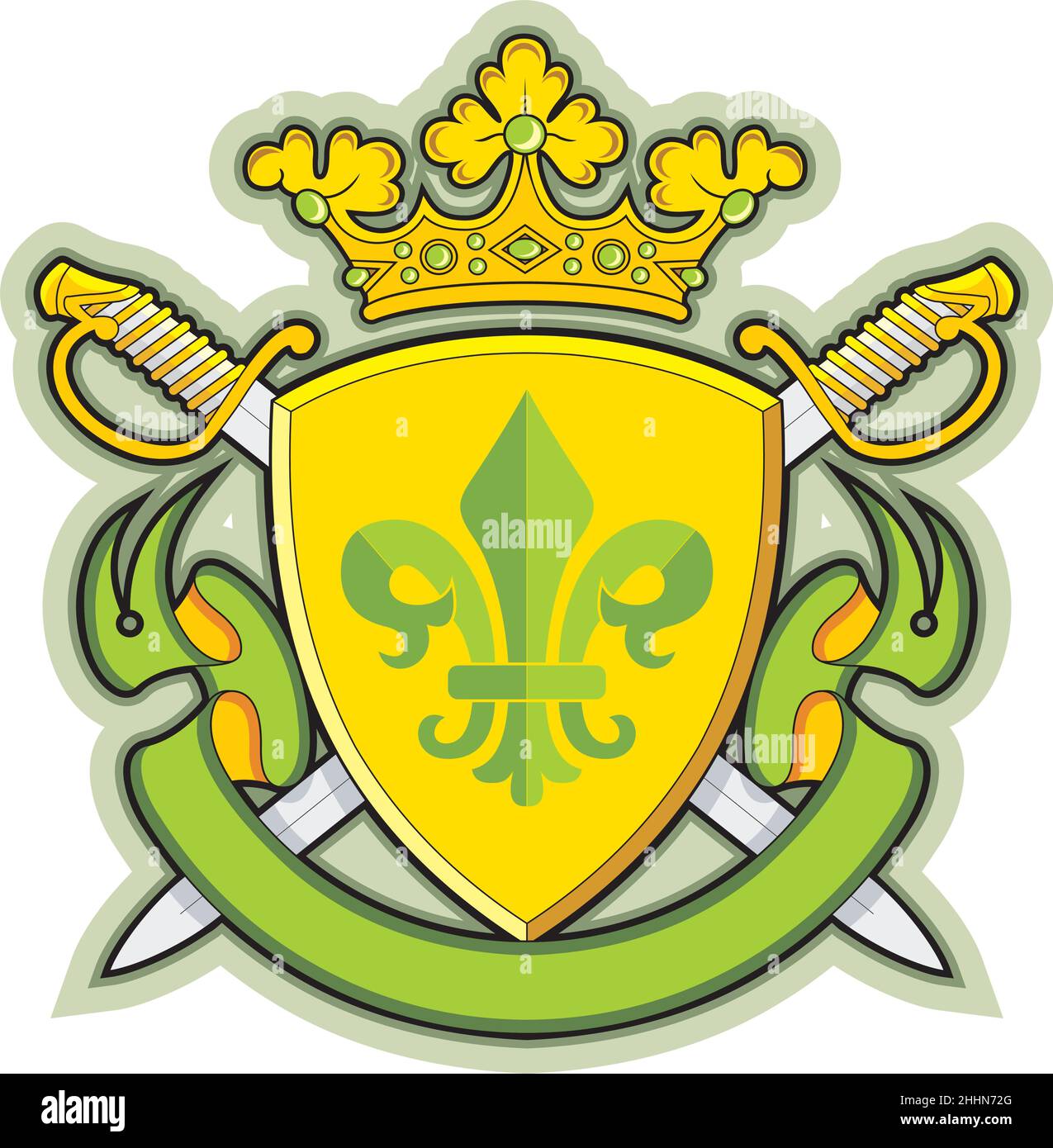 Shield, Ribbons, Crown ,Heraldry fleur-de-lys Stock Vector