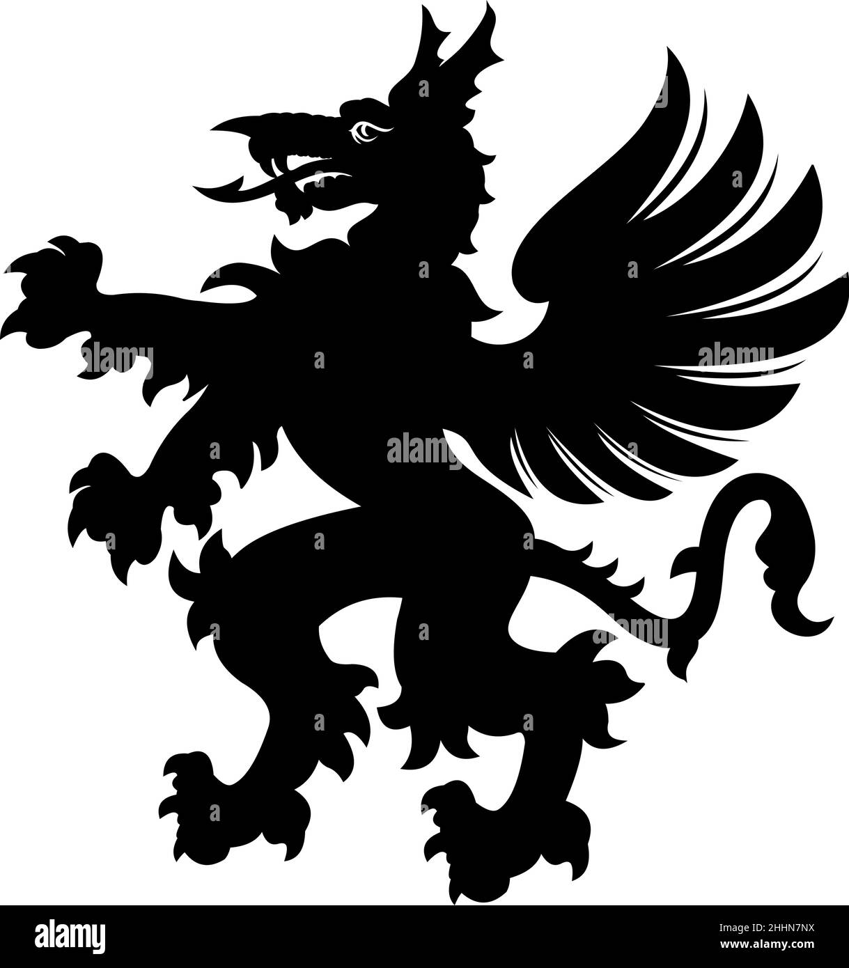 Griffin tattoo black white silhouette Stock Vector